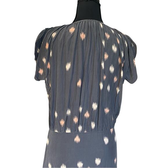 Parker Gray and Cream Patterned silk Maxi Dress XS Ikat dot boho summer - Picture 9 of 9